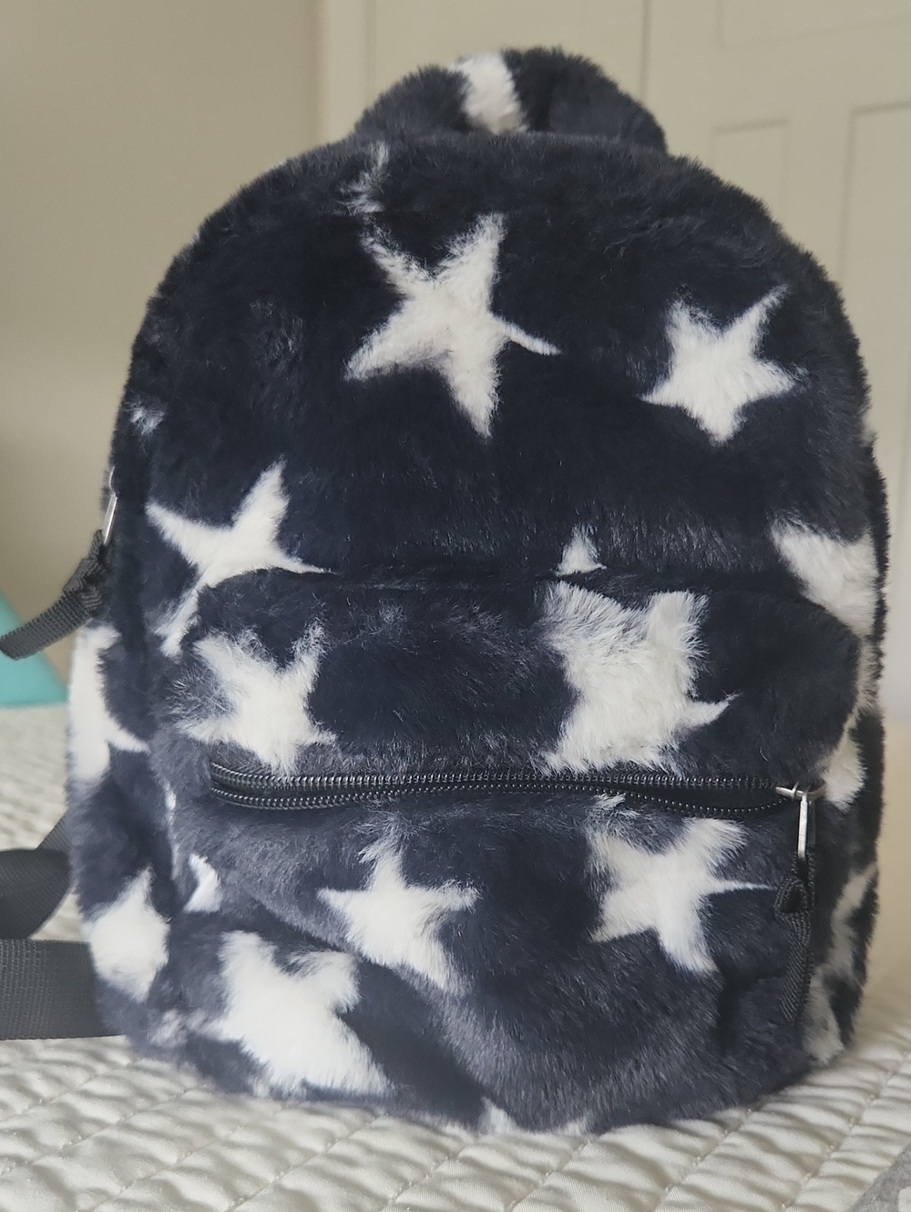 art class Navy & White Fuzzy Star Kids Backpack